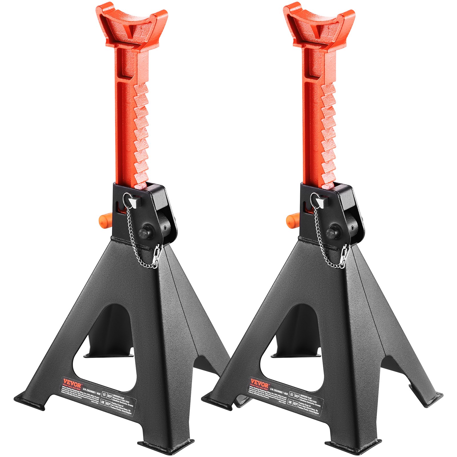 VEVOR Jack Stands, 6 Ton (13,000 lbs) Capacity Car Jack Stands Double Locking, 14.2 -23 inch Adjustable Height, for lifting SUV, Pickup Truck, Car and UTV/ATV, Red, 1 Pair