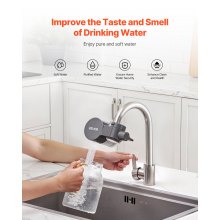 Faucet Mount Water Filters Sink Water Purifier for Kitchen Gray Horizontal