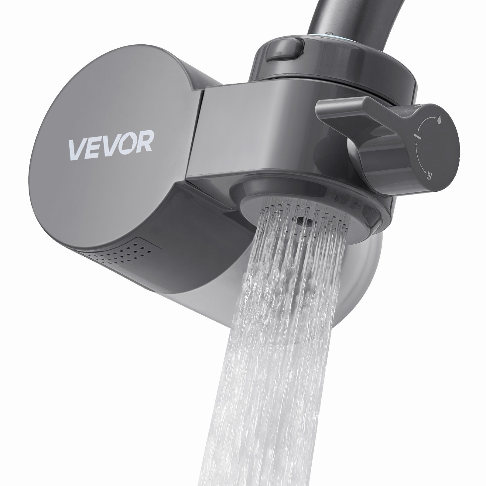 VEVOR Faucet Mount Water Filter, Horizontal Water Purifier for Sink Tap, Carbon Fiber Filters, Removes Chlorine Lead with 1 Filter, Fits Most Kitchen or Bathroom Faucets, Gray