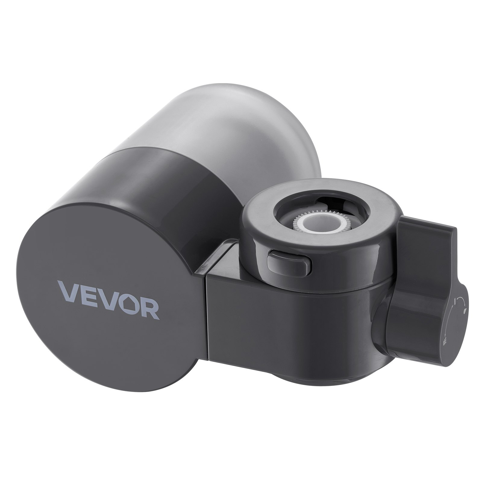 VEVOR Faucet Mount Water Filter, Horizontal Water Purifier for Sink Tap, Carbon Fiber Filters, Removes Chlorine Lead with 1 Filter, Fits Most Kitchen or Bathroom Faucets, Gray