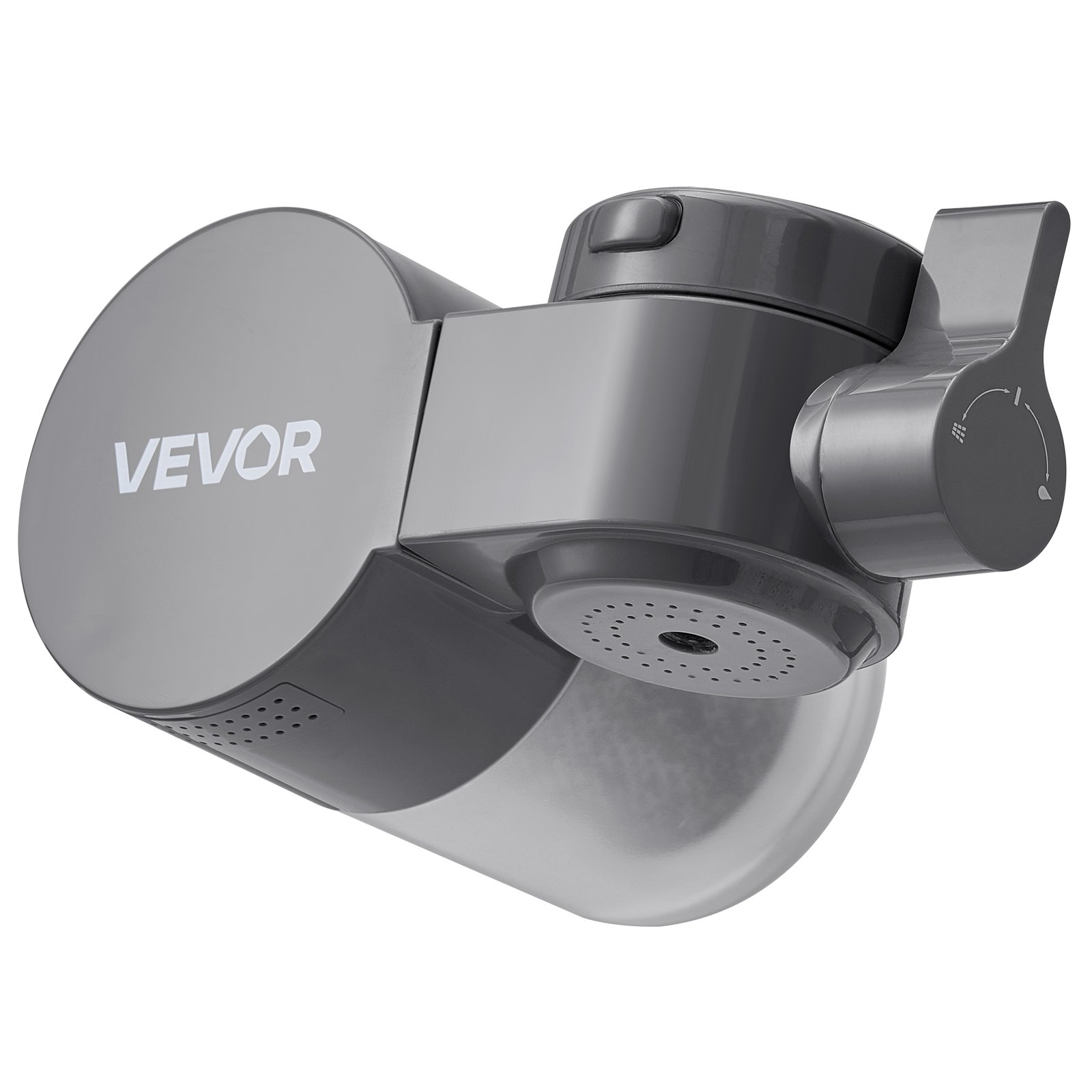 VEVOR Faucet Mount Water Filter, Horizontal Water Purifier for Sink Tap, Carbon Fiber Filters, Removes Chlorine Lead with 1 Filter, Fits Most Kitchen or Bathroom Faucets, Gray