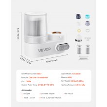 Faucet Mount Water Filters Sink Water Purifier for Kitchen White Vertical