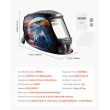 VEVOR Welding Helmet Auto Darkening, 3.94" x 3.15" True Color Welding Hood, 1/1/1/1 Solar-Powered Welder Mask 4 Arc Sensors, Wide Shade 4/5-9/9-13 for TIG MIG ARC Weld Grinding Cutting - METIS Series