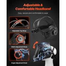 VEVOR Welding Helmet Auto Darkening, 3.66" x 1.69" True Color Welding Hood, Solar Powered Welder Mask 2 Arc Sensors, Shade 4/9-13 for TIG MIG ARC Weld Grinding - CRIUS Series (Blue Lightning Pattern)