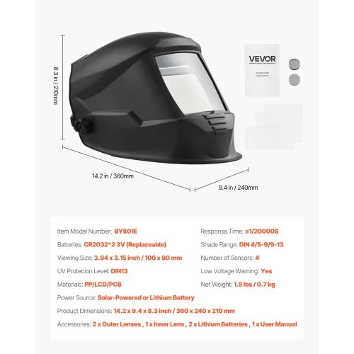 Automaatne keevitusmask True Color 100 x 80 mm, mattmust — pilt 7