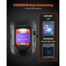 VEVOR Welding Helmet Auto Darkening, 3.94" x 3.15" True Color Welding Hood, Solar-Powered Welder Mask 4 Arc Sensors, Wide Shade 4/5-9/9-13 for TIG MIG Weld Cutting Grinding Application - METIS Series