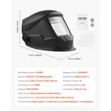 VEVOR Welding Helmet Auto Darkening, 3.94" x 3.15" True Color Welding Hood, Solar-Powered Welder Mask 4 Arc Sensors, Wide Shade 4/5-9/9-13 for TIG MIG Weld Cutting Grinding Application - METIS Series