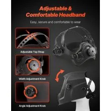 VEVOR Welding Helmet Auto Darkening, 3.66" x 1.69" True Color Welding Hood, Solar Powered Welder Mask 2 Arc Sensors, Shade 4/9-13 for TIG MIG ARC Weld Grinding - CRIUS Series (Matte Black)