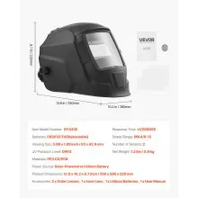 VEVOR Welding Helmet Auto Darkening, 3.66" x 1.69" True Color Welding Hood, Solar Powered Welder Mask 2 Arc Sensors, Shade 4/9-13 for TIG MIG ARC Weld Grinding - CRIUS Series (Matte Black)