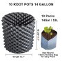 VEVOR 10 PCS Air Root Pruning Pots, 14 Gallon Garden Propagation Pot, Black Equivalent Pot, Recycled Air-Pruning Container, Air Root Pots Plant Root Trainer, with Base, Screws, Non-Woven Fabric Pot