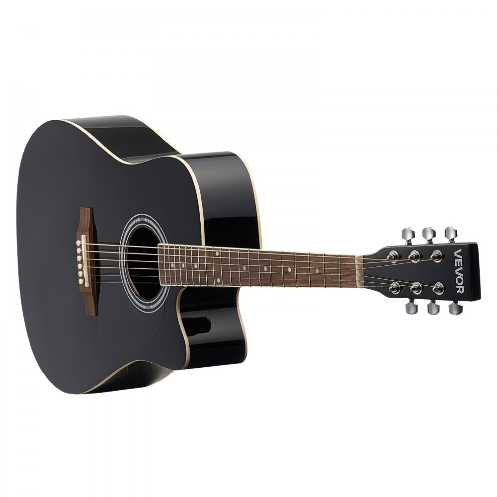 VEVOR 1041 mm (41 in) Cutway Acoustic Guitar Beginner Bundle with Gig Bag for Adult Black