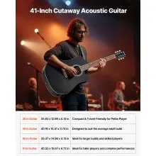 41 in Cutway Acoustic Guitar Beginner Bundle with Gig Bag for Adult Solo Black