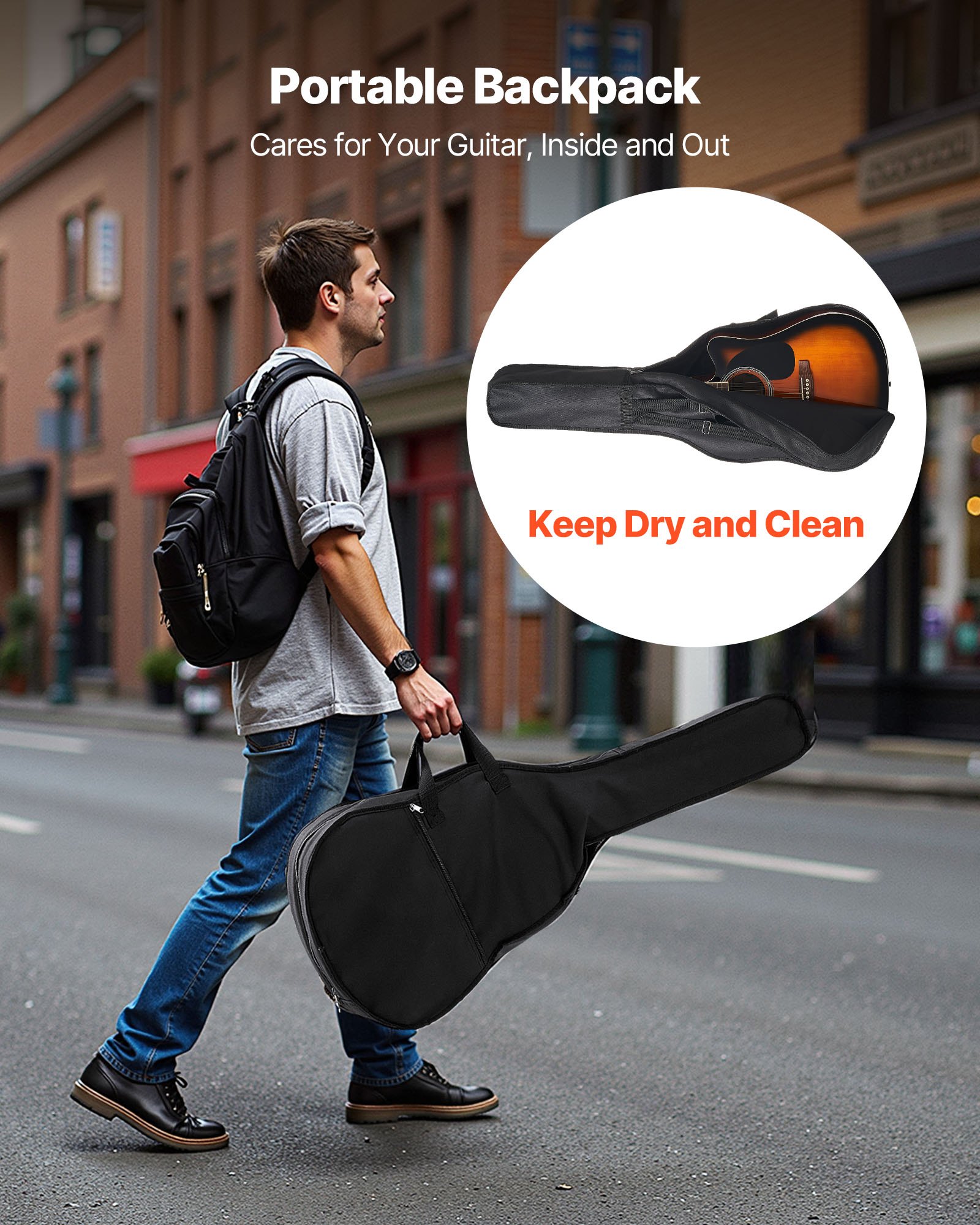 VEVOR 104.,4 mm (41 inch) Cutway Acoustic Guitar Beginner Bundle Gig Bag for Adult Sunburst