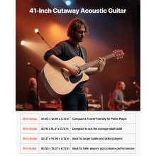 41 in Cutway Acoustic Guitar Natural Beginner Bundle with Gig Bag for Adult Solo