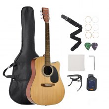 41 in Cutway Acoustic Guitar Natural Beginner Bundle with Gig Bag for Adult Solo