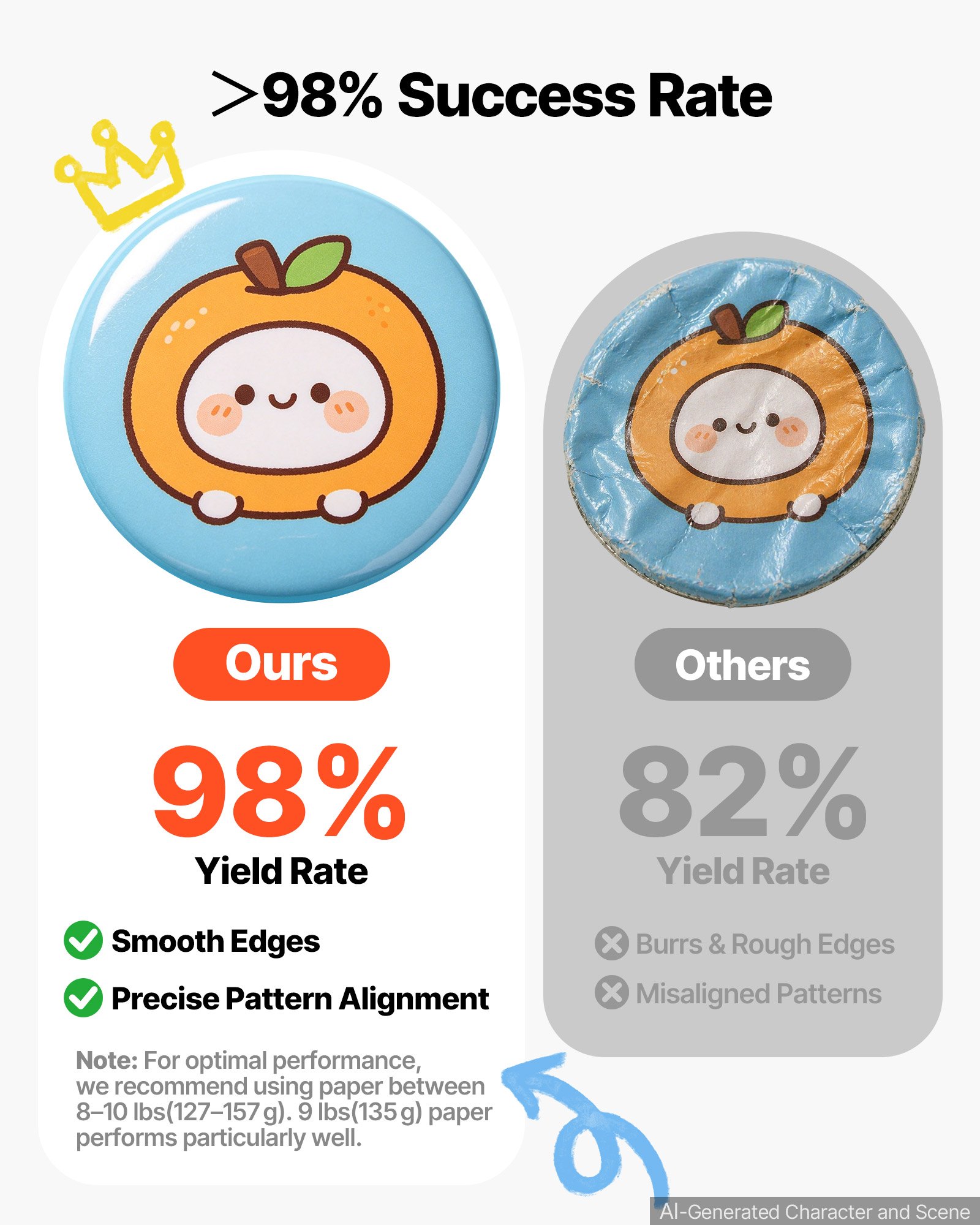 VEVOR Button Maker Machine, 75 mm (3 inch) Badge Punch Press Kit, Children DIY Gifts Pin Maker, Button Making Supplies with 500pcs Button Parts & Circle Cutter & Magic Book