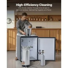 VEVOR Cleaning Keg, 5 Gallon/19L Keg Line Cleaning Kit with 4 D Coupler Connections & Rubber Base, Beer Lines Cleaner Used for Beer Line Cleaning, 304 Stainless Steel Kegerator Beers Lines Cleaner Kit