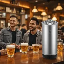 VEVOR Cleaning Keg, 5 Gallon/19L Keg Line Cleaning Kit with 4 D Coupler Connections & Rubber Base, Beer Lines Cleaner Used for Beer Line Cleaning, 304 Stainless Steel Kegerator Beers Lines Cleaner Kit