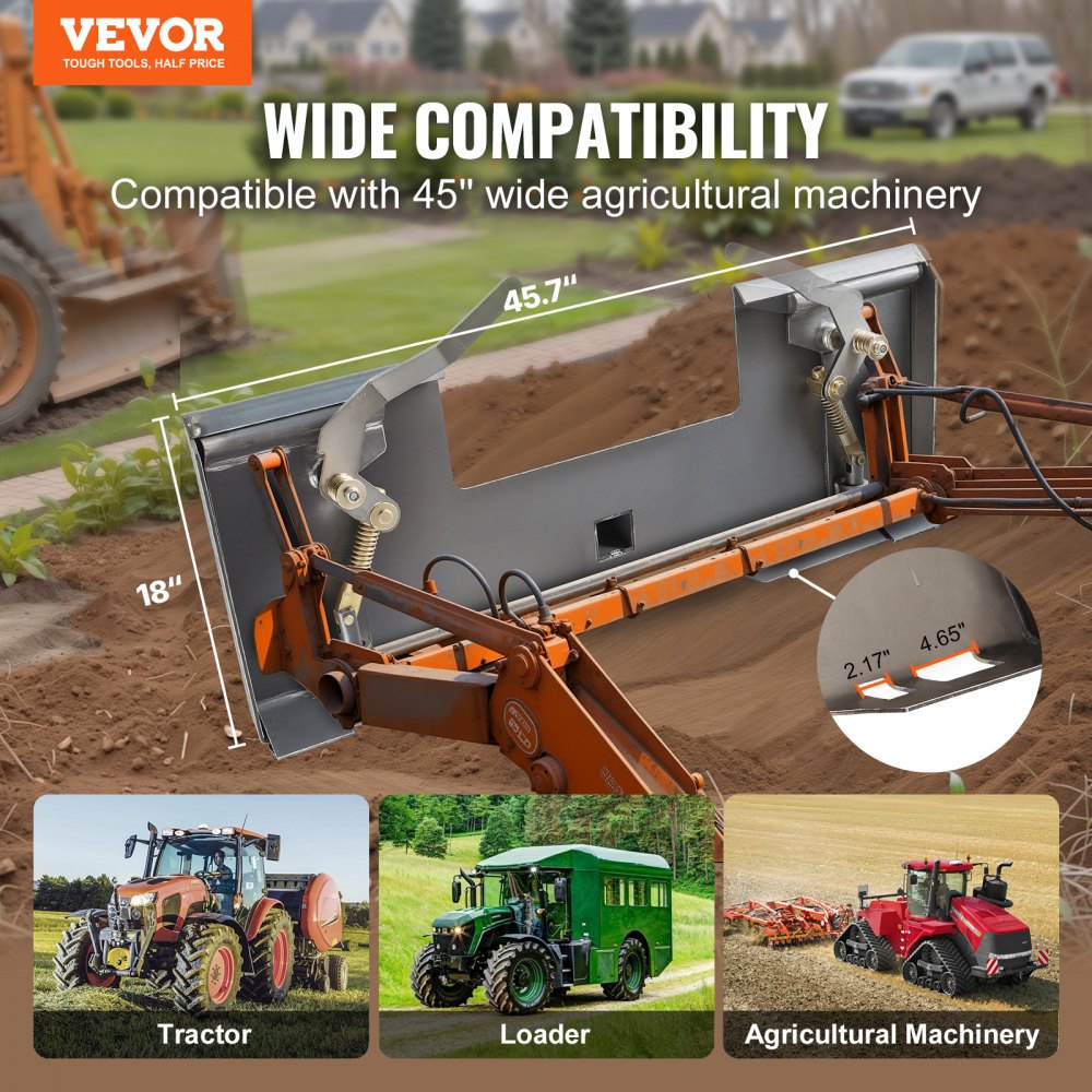 VEVOR Skid Steer Attachment Plate, 1/4" Thick Skid Steer Mount Plate with 2.28" Hitch Receiver, 3000 LBS Quick Attachment Loader Plates, Compatible with Deere, Kubota, Bobcat, Mahindra Steer, Tractor