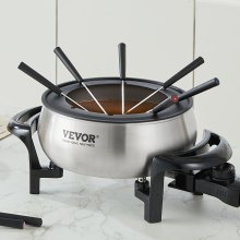 VEVOR Electric Fondue Pot Set for Cheese & Chocolate, 3 Quart Chocolate Melting Warmer, Stainless Steel Fondue Maker with Temperature Control and 8 Forks, for Hors d'Oeuvres, Entrees, and Desserts