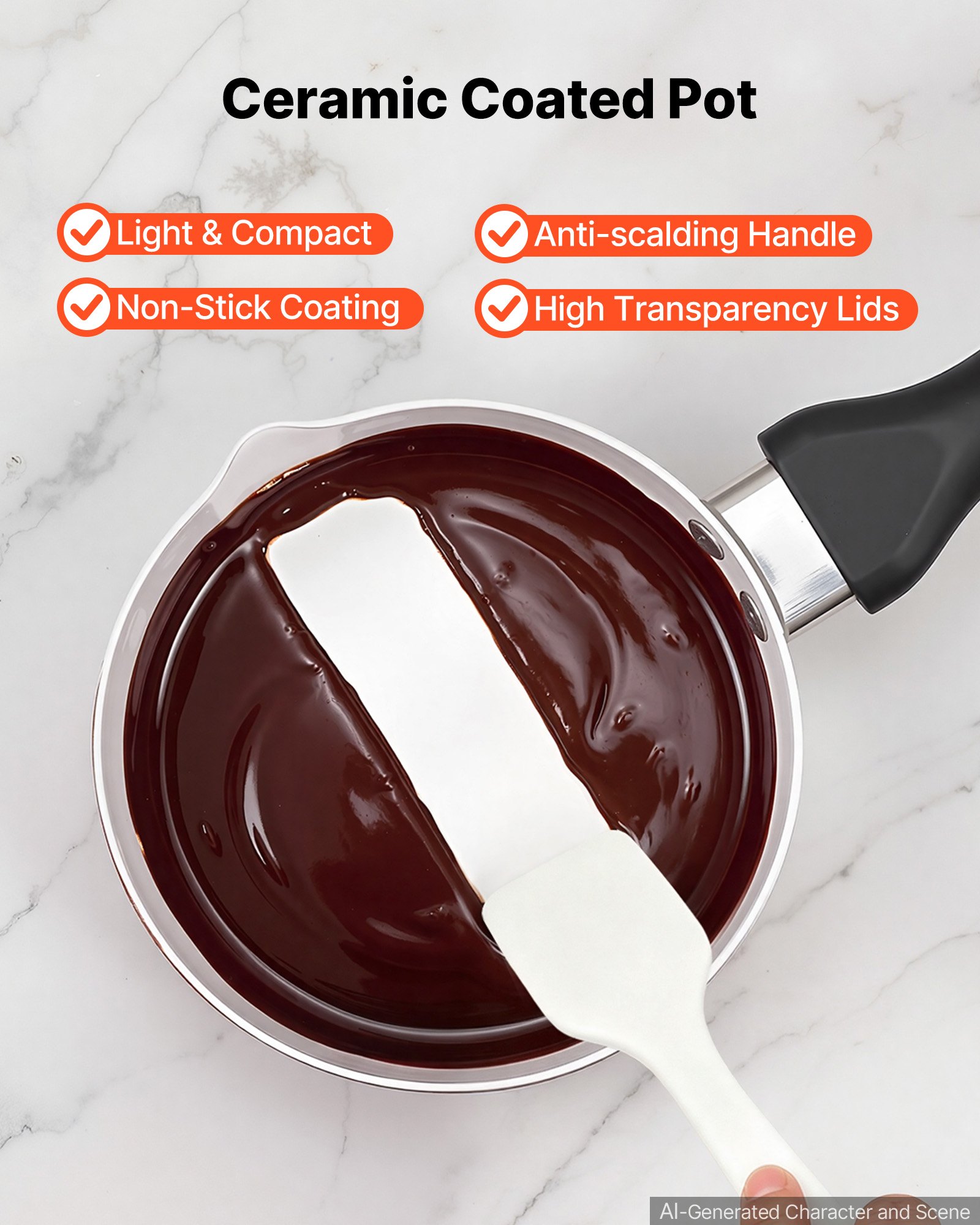 VEVOR Chocolate Melting Pot - 2 x 1 QT Pots, 86℉ - 185℉ Choc Warm Machine, 80W Even Cheese Melter, 2 Knobs Temp Control, 2 Ceramic Coated Pots, Electric Warmer for Mulled Milk Candy, Commercial & Home