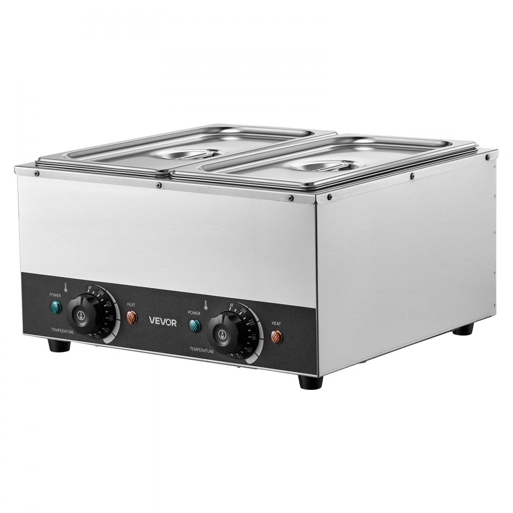VEVOR 2-Temp Knob Chocolate Melting Machine, 2 Tanks 17.6 Lbs Choc Melter, 1600W Power, Independent Temp Control, Water Bath Heat System, Stainless Steel, 86℉ - 185℉, Cheese Warmer, Commercial & Home