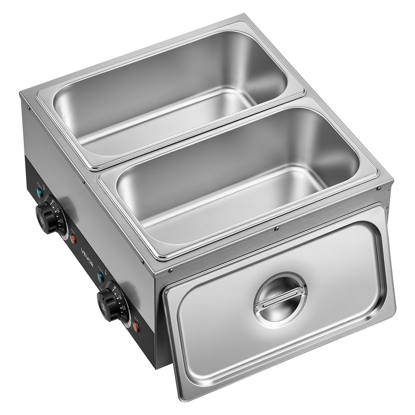 VEVOR 2-Temp Knob Chocolate Melting Machine, 2 Tanks 17.6 Lbs Choc Melter, 1600W Power, Independent Temp Control, Water Bath Heat System, Stainless Steel, 86℉ - 185℉, Cheese Warmer, Commercial & Home