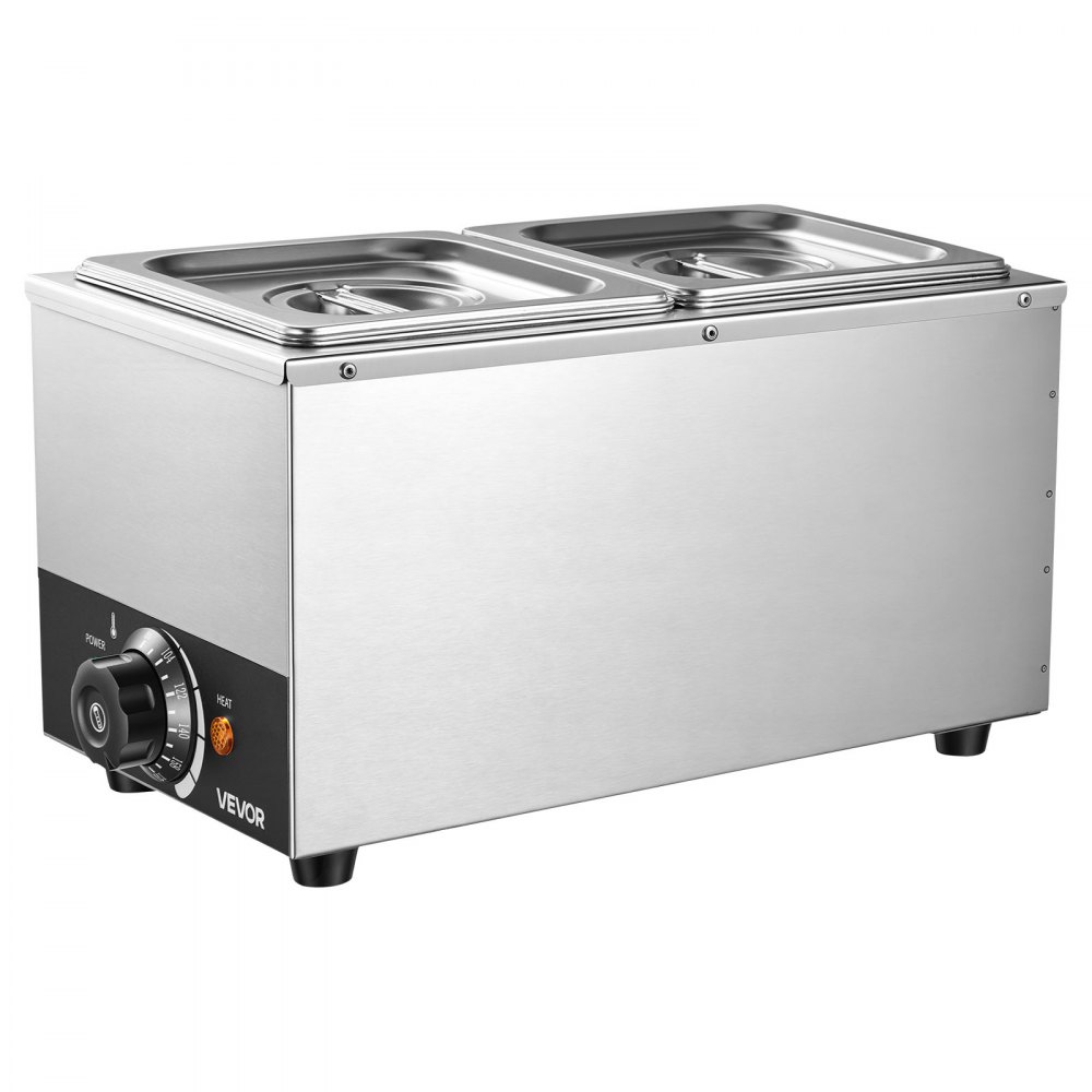 VEVOR Chocolate Melting Machine, 2 Tanks 9 Lbs Choc Commercial Melter, 800W High Power, Water Bath Heating System, Stainless Steel Body, 86℉- 185℉ Temp Range, Chocolate Warmer for Cheese Milk