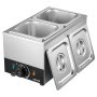 VEVOR Chocolate Melting Machine, 2 Tanks 4 kg Choc Commercial Melter, 800W High Power, Water Bath Heating System, Stainless Steel Body, 30℃ to 85℃ Temp Range, Chocolate Warmer for Cheese Milk