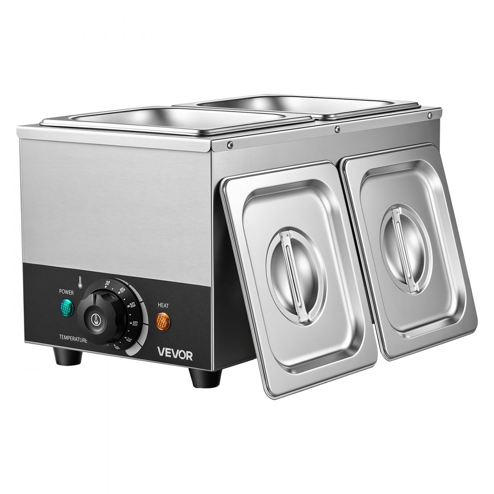 VEVOR Chocolate Melting Machine, 2 Tanks 4 kg Choc Commercial Melter, 800W High Power, Water Bath Heating System, Stainless Steel Body, 30℃ to 85℃ Temp Range, Chocolate Warmer for Cheese Milk