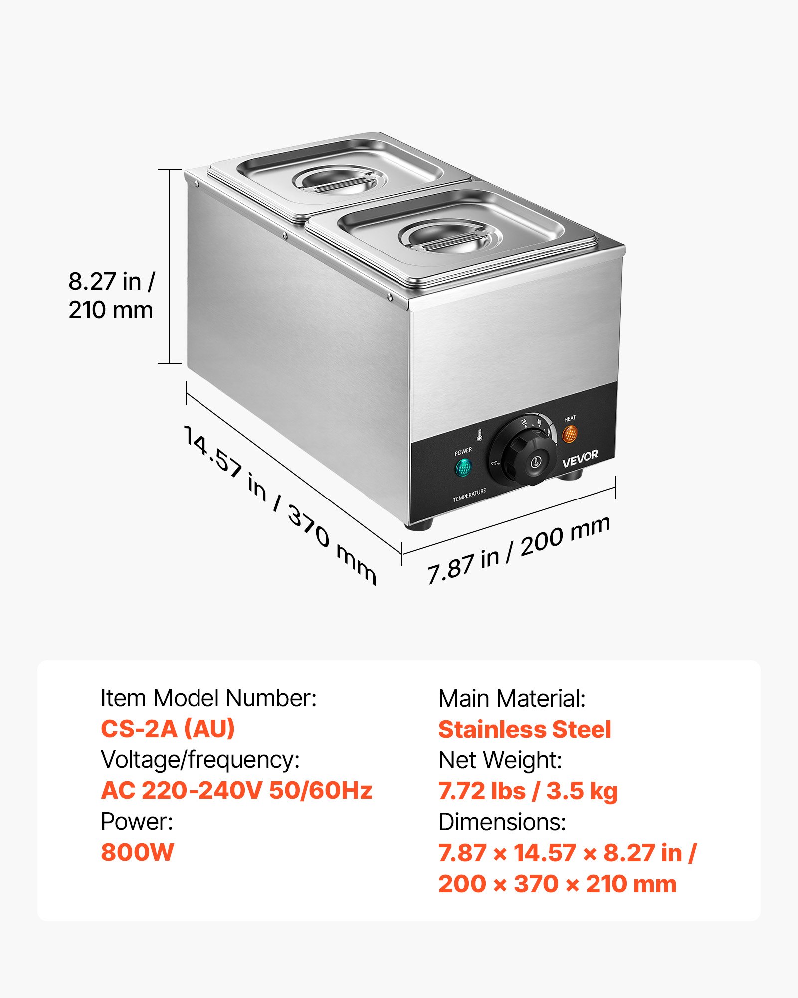 VEVOR Chocolate Melting Machine, 2 Tanks 4 kg Choc Commercial Melter, 800W High Power, Water Bath Heating System, Stainless Steel Body, 30℃ to 85℃ Temp Range, Chocolate Warmer for Cheese Milk