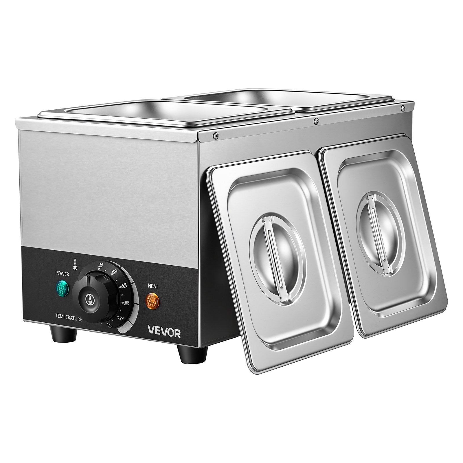 VEVOR Chocolate Melting Machine, 2 Tanks 4 kg Choc Commercial Melter, 800W High Power, Water Bath Heating System, Stainless Steel Body, 30℃ to 85℃ Temp Range, Chocolate Warmer for Cheese Milk
