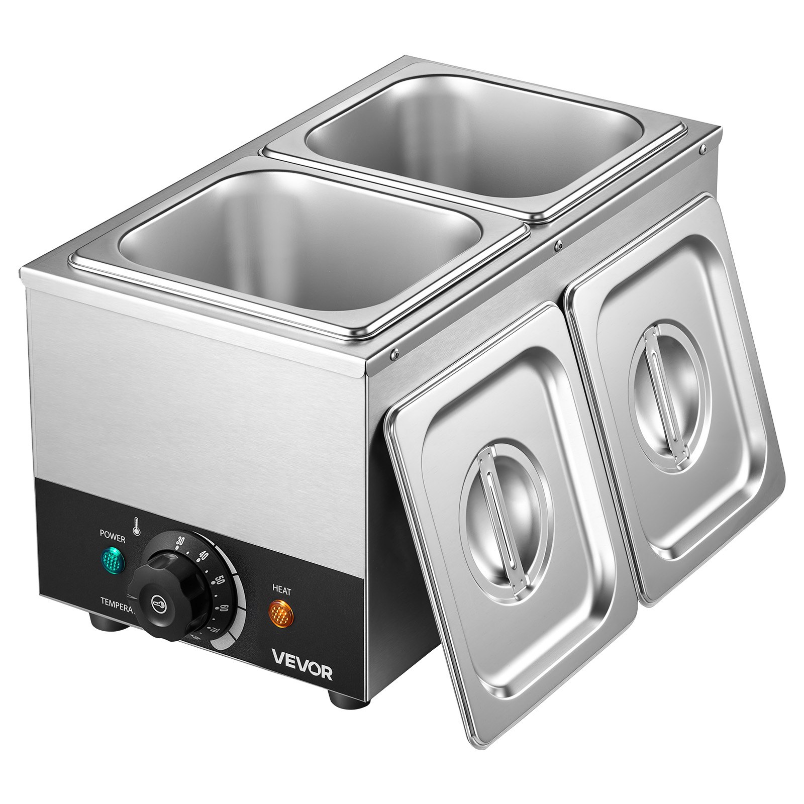 VEVOR Chocolate Melting Machine, 2 Tanks 4 kg Choc Commercial Melter, 800W High Power, Water Bath Heating System, Stainless Steel Body, 30℃ to 85℃ Temp Range, Chocolate Warmer for Cheese Milk