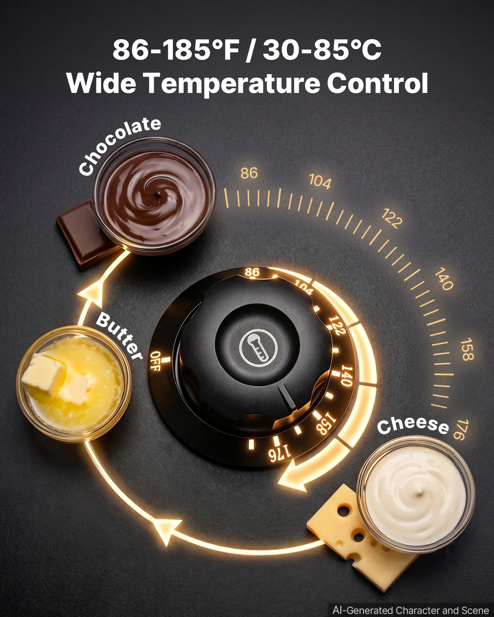 VEVOR Chocolate Melting Machine, 2 Tanks 17.6 Lbs Choc Commercial Melter, 1200W High Power, Water Bath Heating System, Stainless Steel Body, 86℉- 185℉ Temp Range, Chocolate Warmer for Cheese Milk