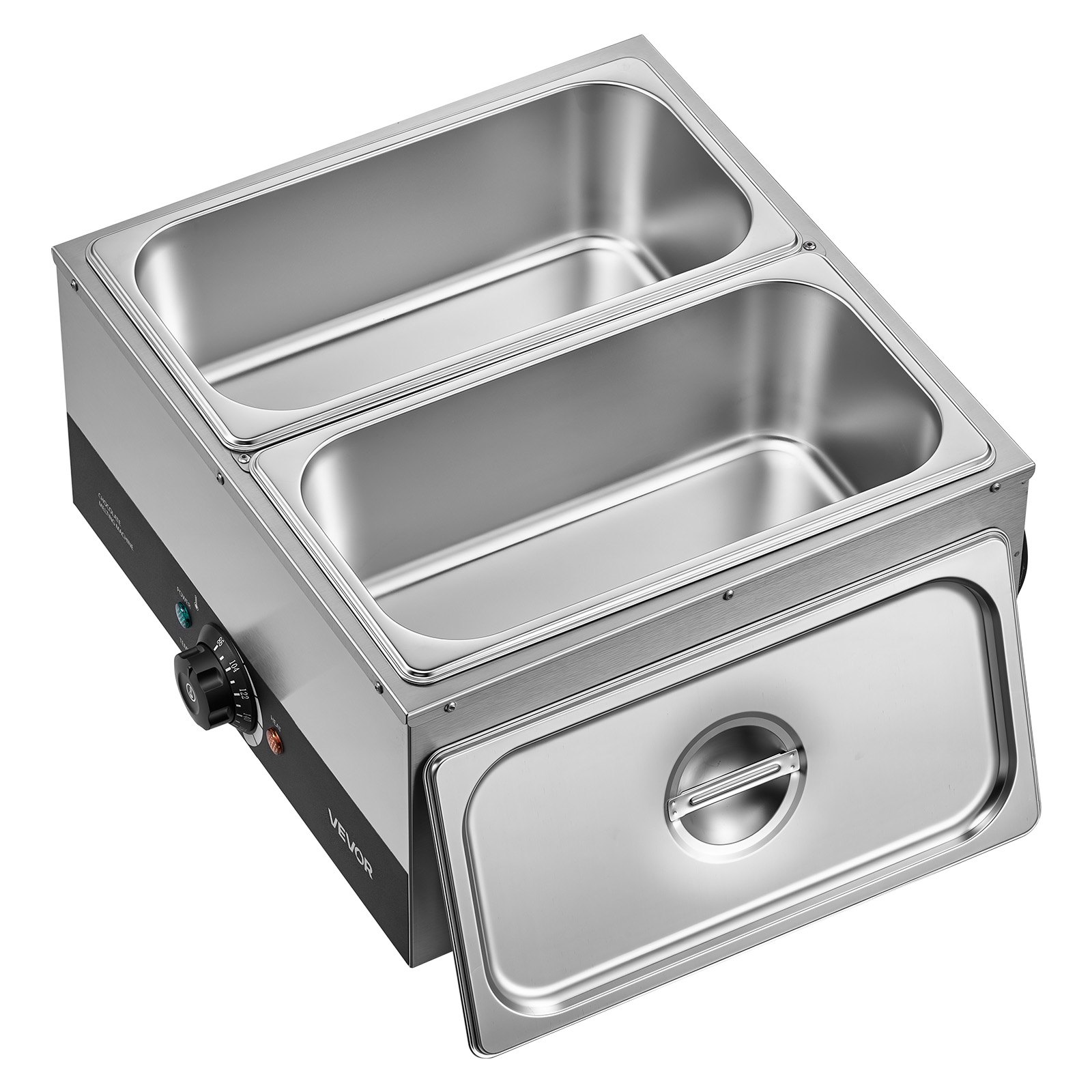 VEVOR Chocolate Melting Machine, 2 Tanks 17.6 Lbs Choc Commercial Melter, 1200W High Power, Water Bath Heating System, Stainless Steel Body, 86℉- 185℉ Temp Range, Chocolate Warmer for Cheese Milk