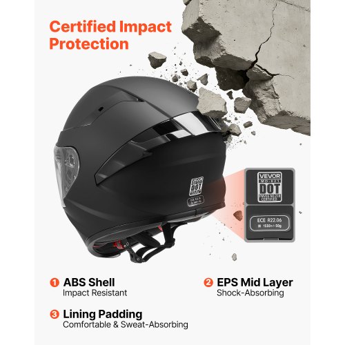 dot motorcycle helmets full face Bluetooth Approved for Men Women Adults, Dual Visors Flip up Modular Bluetooth Integrated Motorcycle Helmet : Automotive and premium interior leather accents VEVOR Full Face Motorcycle Helmets,