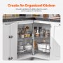 VEVOR 31.5" Kidney Shaped Chrome Corner Organizer, 360° Rotatble Kitchen Base Cabinet Blind Corner, 2 Tier Height Adjustable Storage Rack, Carbon Steel Lazy Susan Replacement Shelf for Cabinet Corner