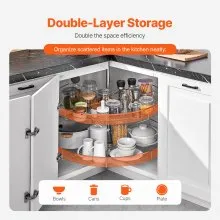 VEVOR 31" 2 Tier Kidney Shaped Chrome Corner Organizer Lazy Susan Cabinet Blind