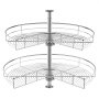 VEVOR 28" Kidney Shaped Chrome Corner Organizer, 360° Rotatble Kitchen Base Cabinet Blind Corner, 2 Tier Height Adjustable Storage Rack, Carbon Steel Lazy Susan Replacement Shelf for Cabinet Corner