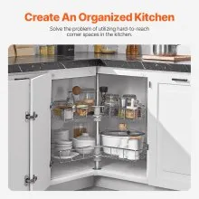 VEVOR 28" 2 Tier Kidney Shaped Chrome Corner Organizer Lazy Susan Cabinet Blind