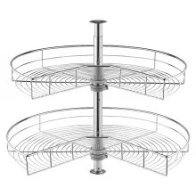 VEVOR 28" 2 Tier Kidney Shaped Chrome Corner Organizer Lazy Susan Cabinet Blind