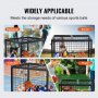 VEVOR Rolling Sports Ball Storage Cart, Lockable Basketball Cage with Double Lids, Sport Equipment Holder Organizer for Indoor Outdoor, Steel Storage Rack for Garages, Playgroup, Gym and Schools