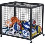 VEVOR Rolling Sports Ball Storage Cart, Κλουβί μπάσκετ που κλειδώνει με διπλά καπάκια, Organizer θήκη αθλητικού εξοπλισμού για εσωτερικούς χώρους, χαλύβδινη σχάρα αποθήκευσης για γκαράζ, παιδότοπο, γυμναστήριο και σχολεία