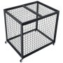 black VEVOR sports ball storage cart with grid design and caster wheels on a white background.