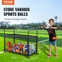 VEVOR Rolling Sports Ball förvaringsvagn, låsbar basketbur med dubbla lock, sportutrustningshållare för inomhus utomhus, förvaringsställ i stål för garage, lekgrupp, gym och skolor