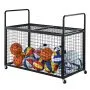 VEVOR Rolling Sports Ball Storage Cart, Lockable Basketball Cage with Double Lids, Sport Equipment Holder Organizer for Indoor Outdoor, Steel Storage Rack for Garages, Playgroup, Gym and Schools