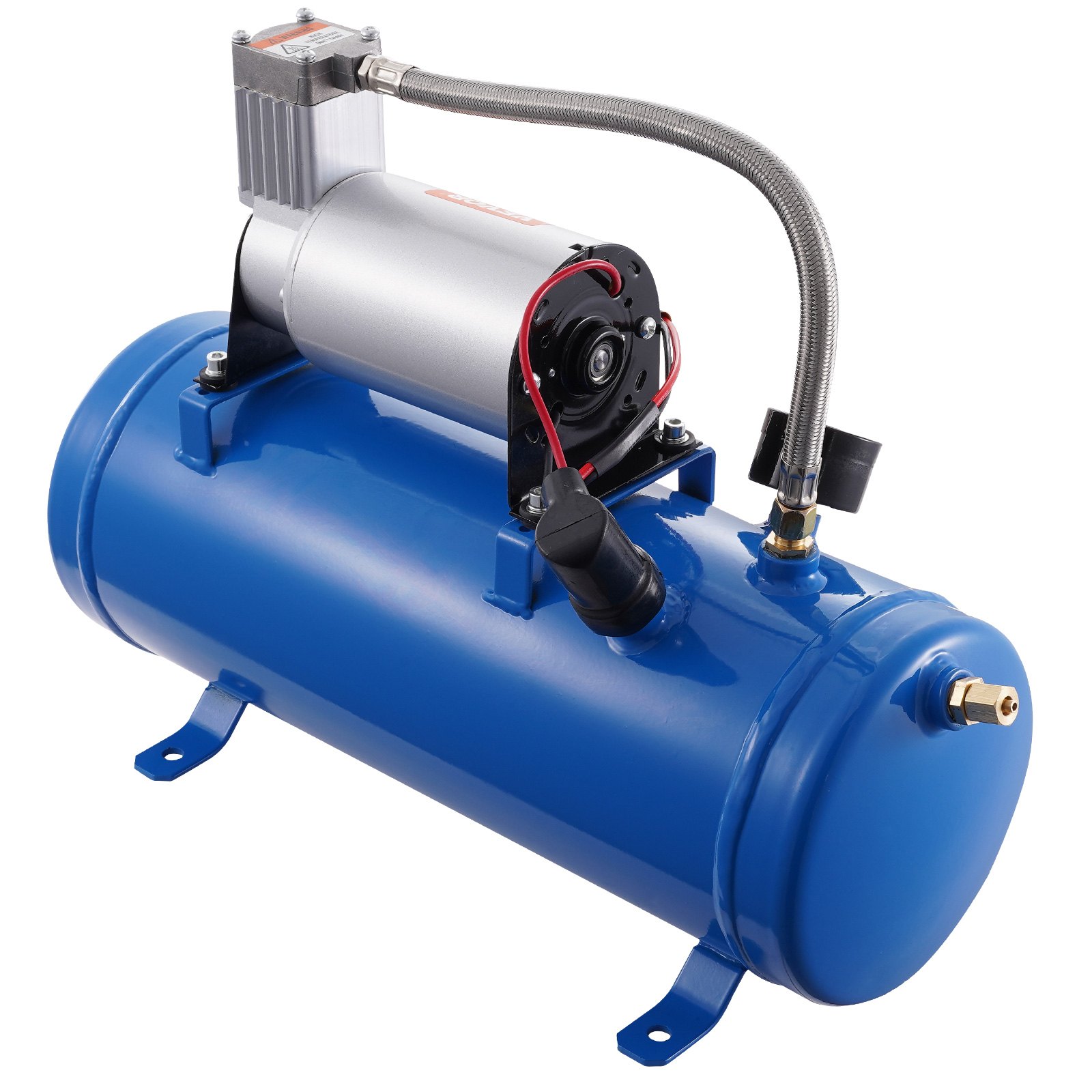 VEVOR 12V Air Compressor with Tank 6 L, Train Horn Air Compressor, 120 psi Working Pressure Onboard Air Compressor System for Train Air Horns, Inflating Tires, Air Mattresses