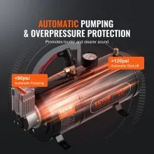 VEVOR 12V Air Compressor with Tank 0.8 Gallon/3 L, Train Horn Air Compressor, 120 psi Working Pressure Onboard Air Compressor System for Train Air Horns, Inflating Tires, Air Mattresses