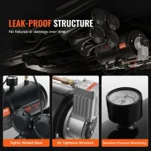 VEVOR Train Horns Kit, 4 Trumpet Air Horn Kit, 150dB Train Horns for Pickup Trucks, 12V 120 psi Air Compressor 0.8 Gal/3 L Tank with Gauge for Any 12V Vehicle Car Truck Train Van Boat