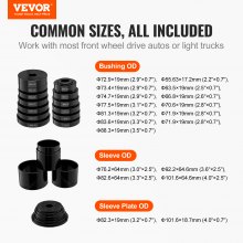 VEVOR Wheel Bearing Press Kit, for Front Wheel Drive Bearing Removal & Installation, 24pc Wheel Bearing Puller Tool Set with Sliding Screws Universal Bushings Sleeves Storage Case